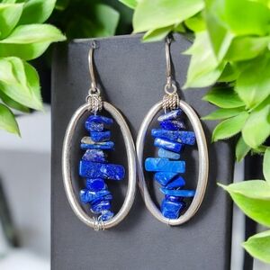 Silver and Blue Stone Earrings